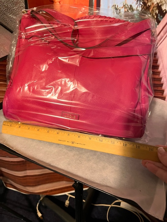 Lodis Fuchsia Pink Leather Shoulder Hobo Bag with Braided Trim, soft supple 💖 - Picture 17 of 17